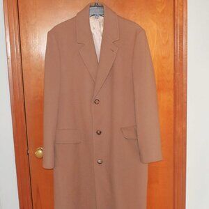 Size 42 Reg Vintage Men's Beige Wool Overcoat Tan Winter Coat London Fog Weather